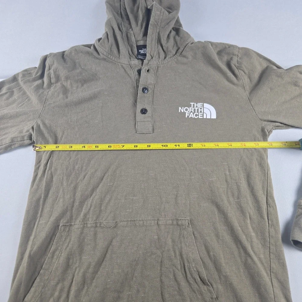 The North Face Hoodie Men's Small Green Lightweight Henley Hooded Sweatshirt